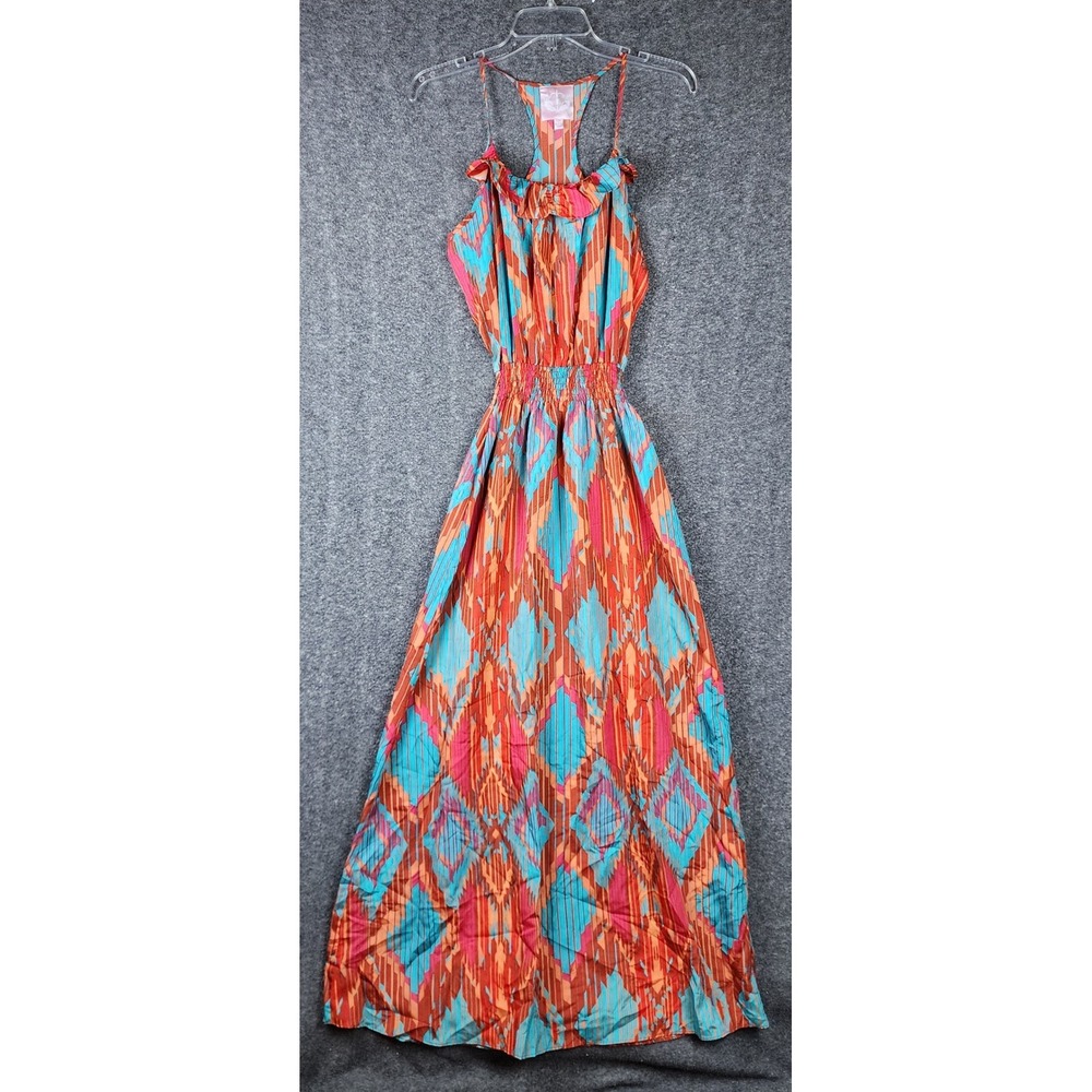 Romeo & Juliet Couture Maxi Dress Womens S Geometric Tribal Orange EUC